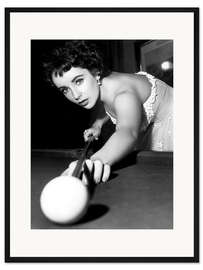 Gerahmter Kunstdruck Elizabeth Taylor beim Billardspielen, 1951