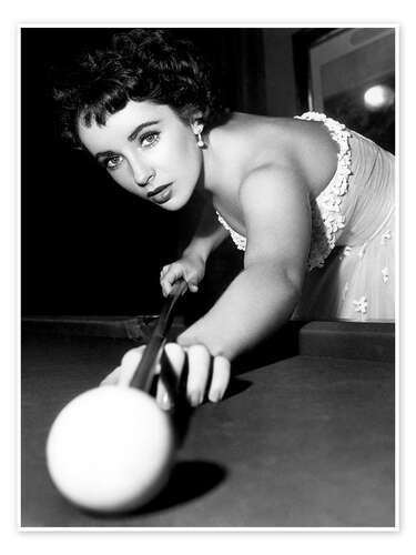 Poster Elizabeth Taylor Playing Pool on the Set of "A Place in the Sun", 1951