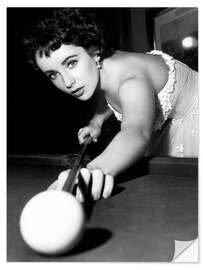 Autocolante decorativo Elizabeth Taylor Playing Pool on the Set of "A Place in the Sun", 1951