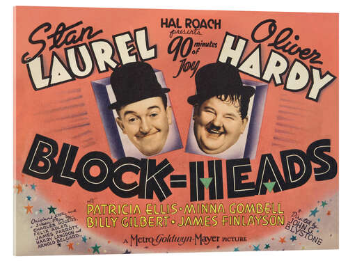 Stampa su vetro acrilico Stan Laurel, Oliver Hardy in "Block-Heads", 1938