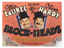 Selvklebende plakat Stan Laurel, Oliver Hardy in "Block-Heads", 1938