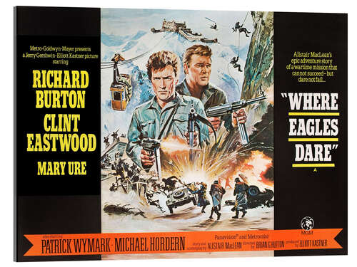 Stampa su vetro acrilico Clint Eastwood and Richard Burton in "Where Eagles Dare"