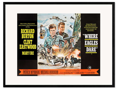 Framed art print Clint Eastwood and Richard Burton in "Where Eagles Dare"
