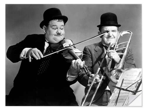 Sticker mural Oliver Hardy and Stan Laurel playing instruments