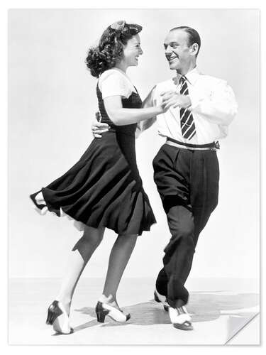 Selvklæbende plakat Paulette Goddard and Fred Astaire dancing, 1940