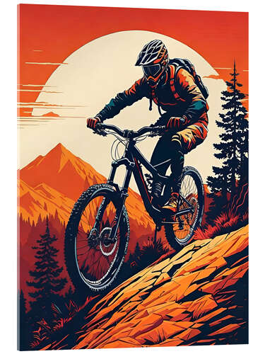 Stampa su vetro acrilico Mountain Biking at Dawn