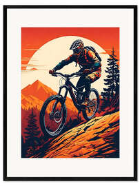 Impresión de arte enmarcada Mountain Biking at Dawn