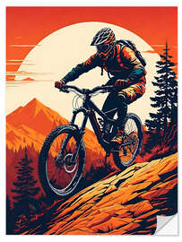 Sticker mural Mountain Biking at Dawn