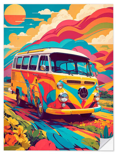 Selvklebende plakat Hippie Van I