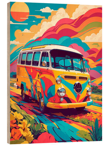 Holzbild Hippie Van I