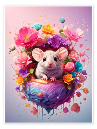 Poster Floral Mouse