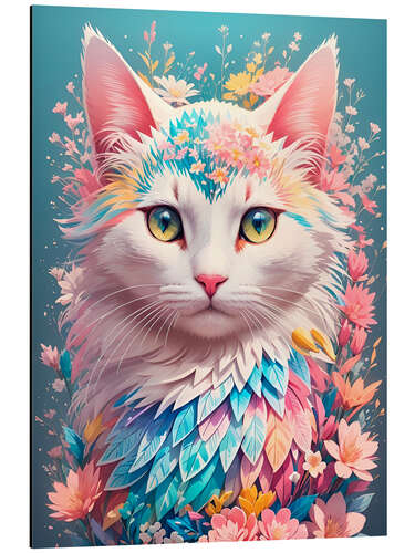 Aluminium print Floral Cat