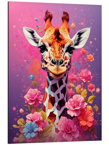 Alubild Florale Giraffe