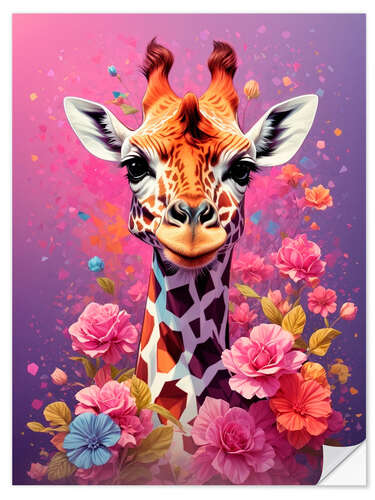 Wandsticker Florale Giraffe