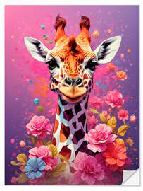 Vinilo para la pared Floral Giraffe