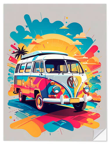Wandsticker Hippie Van III