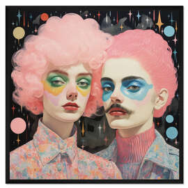 Gerahmter Kunstdruck Starlit Affection: Das surreale Leuchten der Liebe