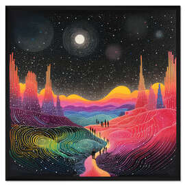 Gerahmter Kunstdruck Nebulous Embrace: Seelen Tanzen im Sternenlicht