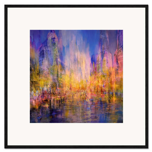 Framed art print City on the River in the Golden Evening Light