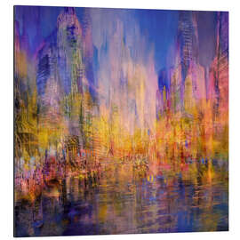 Magnettafel Die Stadt am Fluss im goldenen Abendlicht