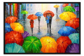 Gerahmter Kunstdruck Melodie des Regens in der Stadt