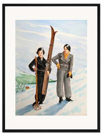 Gerahmter Kunstdruck Zwei Skifahrerinnen Posieren