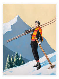 Poster Skier With Colourful Scarf