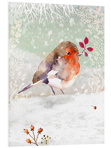 Foam board print Winter Wonderland - Red Robin in the Snow