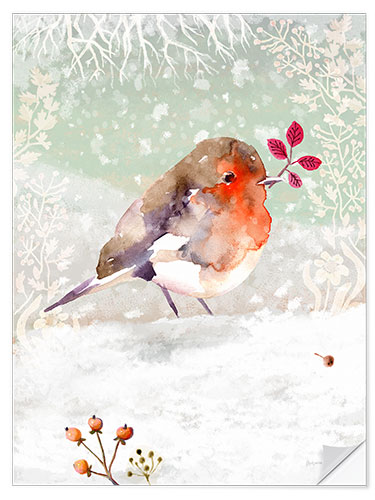 Wall sticker Winter Wonderland - Red Robin in the Snow