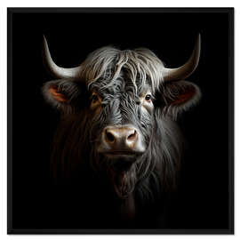 Gerahmter Kunstdruck König der Schottischen Highland-Rinder