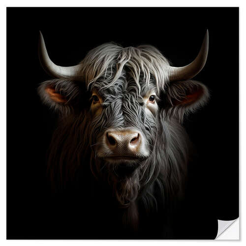 Selvklebende plakat Scottish Highland Cattle King