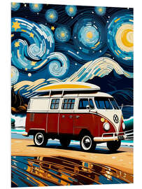 Foam board print Surfer Bus and Starry Night