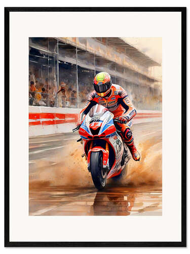 Plakat artystyczny premium w ramie MotoGP Race