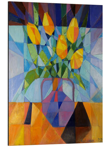 Aluminium print Still Life with Yellow Tulips