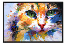 Gerahmter Kunstdruck Bunter Katzenblick