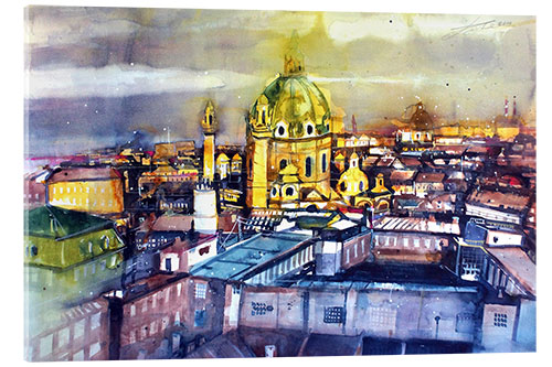 Acrylglasbild Wien Blick zur Karlskirche