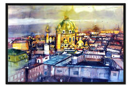 Gerahmter Kunstdruck Wien Blick zur Karlskirche
