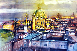 Magnettafel Wien Blick zur Karlskirche