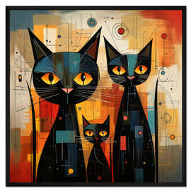 Gerahmter Kunstdruck Drei schwarze Katzen