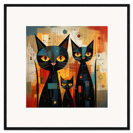 Gerahmter Kunstdruck Drei schwarze Katzen