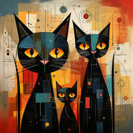 Magnettafel Drei schwarze Katzen