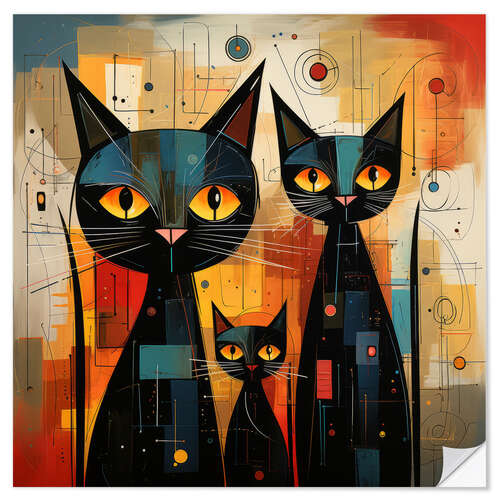 Adesivo murale Three Black Cats