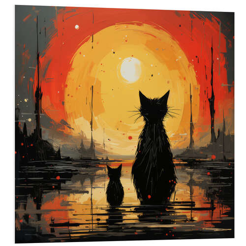 Foam board print Cats at Sunset