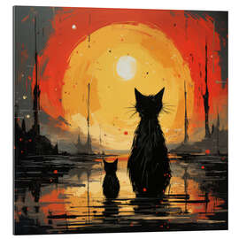 Gallery Print Katzen bei Sonnenuntergang