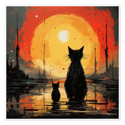 Póster Cats at Sunset