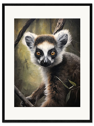 Ingelijste kunstdruk Lemur