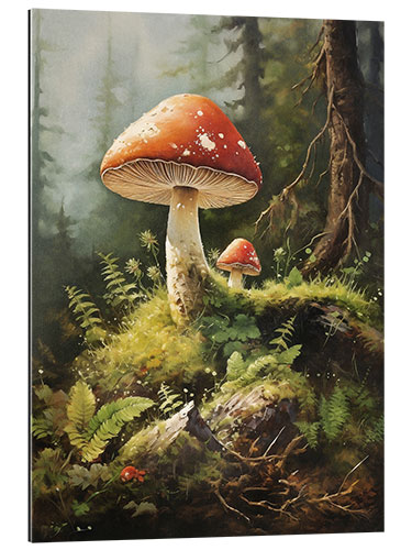 Quadro em plexi-alumínio Fly Agaric in Deep Forest