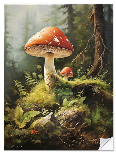 Vinilo para la pared Fly Agaric in Deep Forest