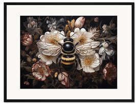 Gerahmter Kunstdruck Biene in Blüte