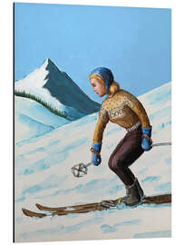 Tableau en aluminium Girl Skiing